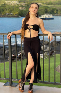 High Split Cotton Lycra Skirt