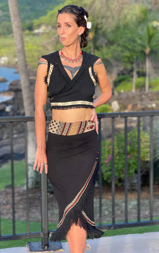 Tribal Block Print Wrap Skirt
