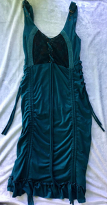 Teal with Black Lace Buckle Shoulder Strap Sided Cinch Dress