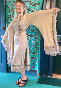 Long Tribal Dress with Bell Sleeves