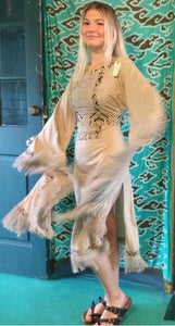 Long Tribal Dress with Bell Sleeves