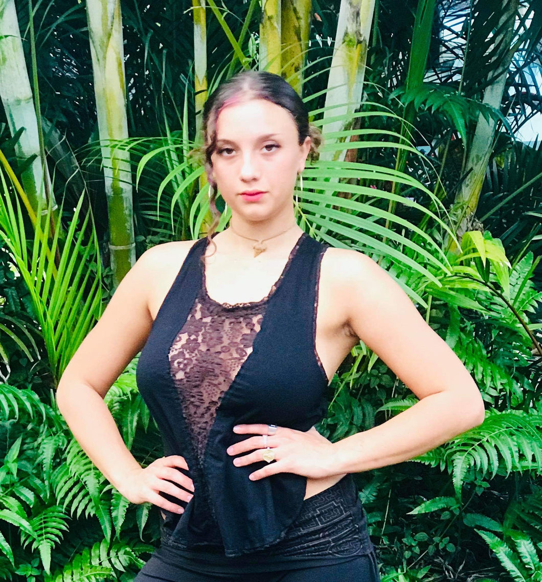 Organic Cotton Backless Lace V Tank