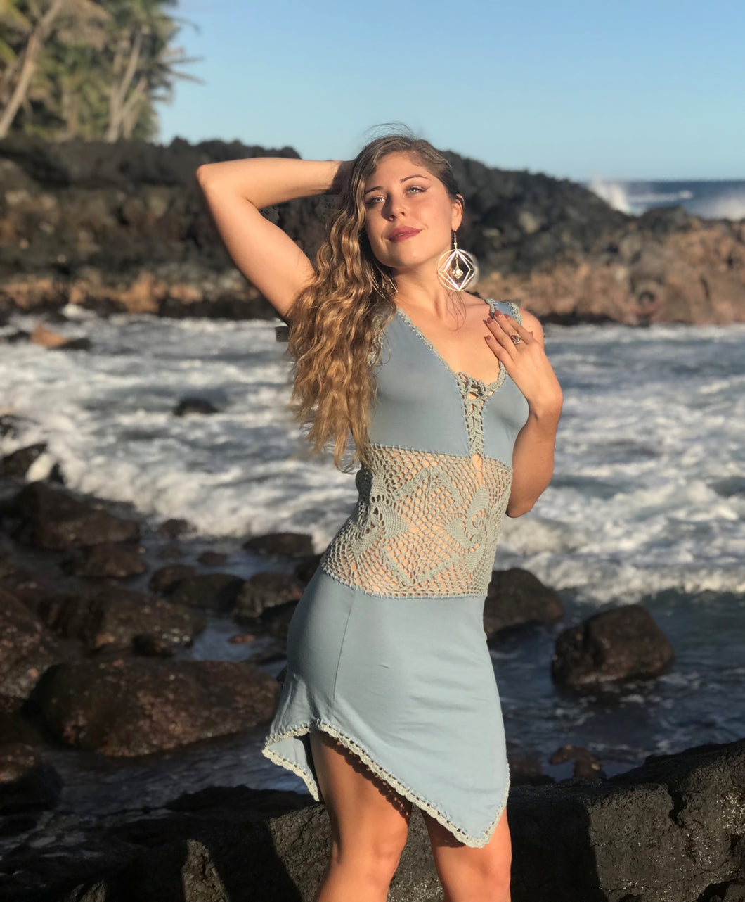 Organic Cotton Crochet Midriff Dress