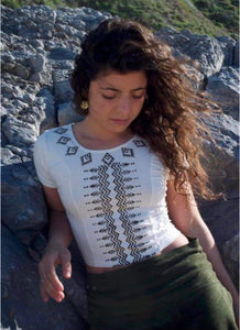 Cotton Block Print Crop Top