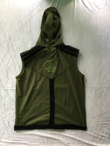 Mens Vest with Hood and Sri Yantra Embroidery