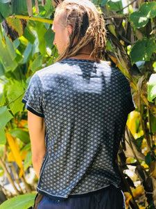 Men’s Organic Cotton Flower of Life Grid V Neck Tee