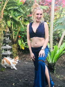 Shipibo Print Crochet Yoga Pants with Skirt Waist