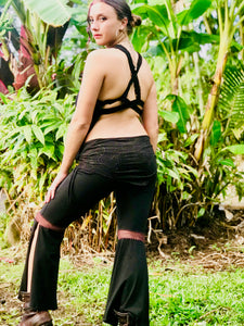 Shipibo Print Crochet Yoga Pants with Skirt Waist