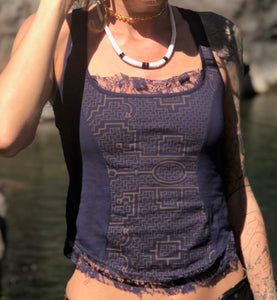 Organic Cotton Shipibo Print Top with Lace