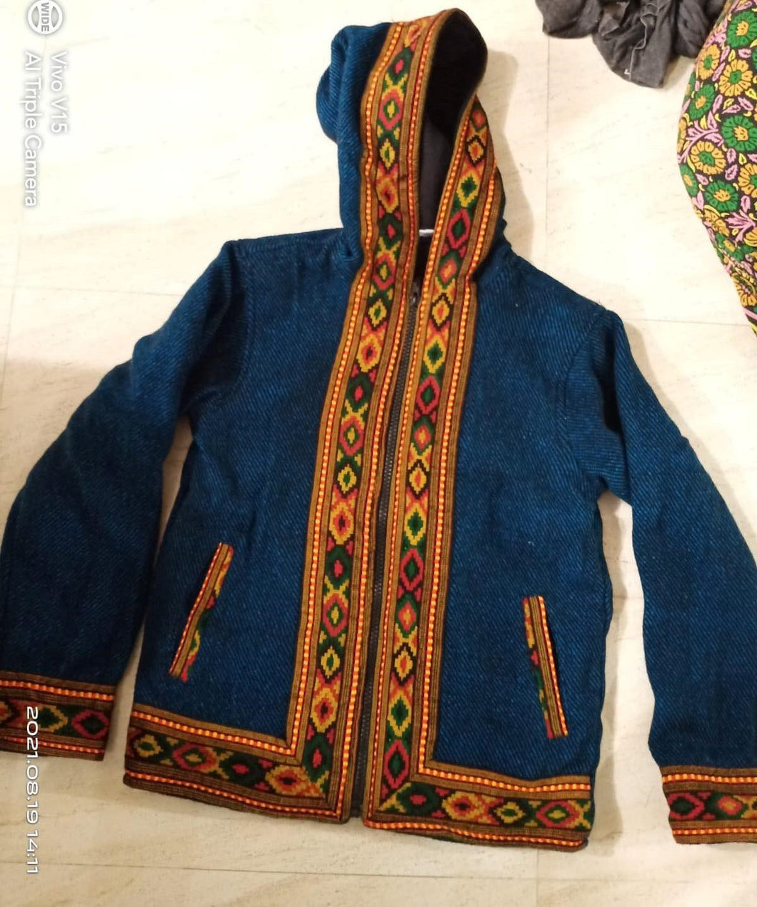 Embroidered Fleece Jacket with Hood