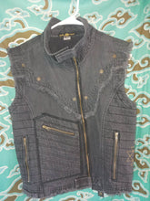Load image into Gallery viewer, Men&#39;s Black Denim Sacred Geometry Vest
