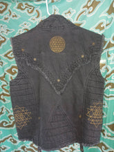 Load image into Gallery viewer, Men&#39;s Black Denim Sacred Geometry Vest