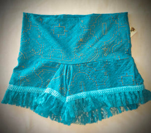 Organic Cotton Shipibo Booty Shorts with Lace