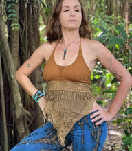 Load image into Gallery viewer, V Halter Top with Lace and Fringe