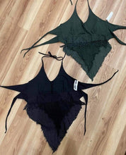Load image into Gallery viewer, V Halter Top with Lace and Fringe