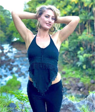 Load image into Gallery viewer, V Halter Top with Lace and Fringe