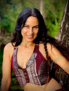 Silk Sari Cropped Halter Vest