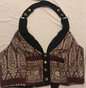 Silk Sari Cropped Halter Vest
