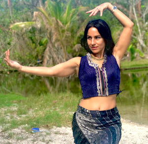 Zip Up Indian Silk Sari Crop Top Vest
