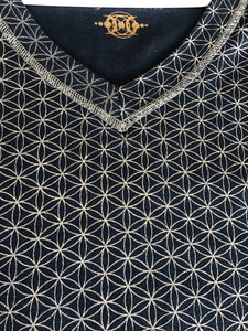Men’s Organic Cotton Flower of Life Grid V Neck Tee
