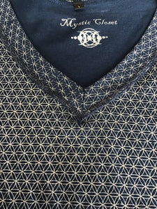 Men’s Organic Cotton Flower of Life Grid V Neck Tee
