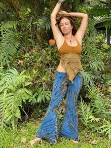 V Halter Top with Lace and Fringe